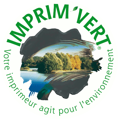 Visuel du logo Imprim'Vert, votre imprimeur agit pour l'environnement.